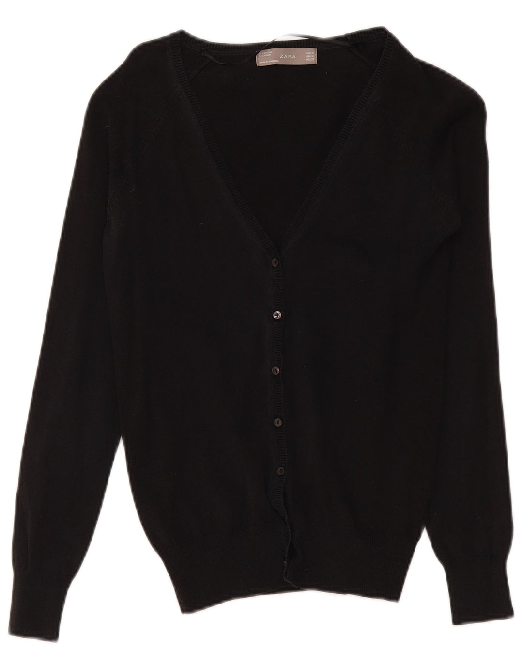 Maglione cardigan da donna Zara UK 12 cotone nero medio