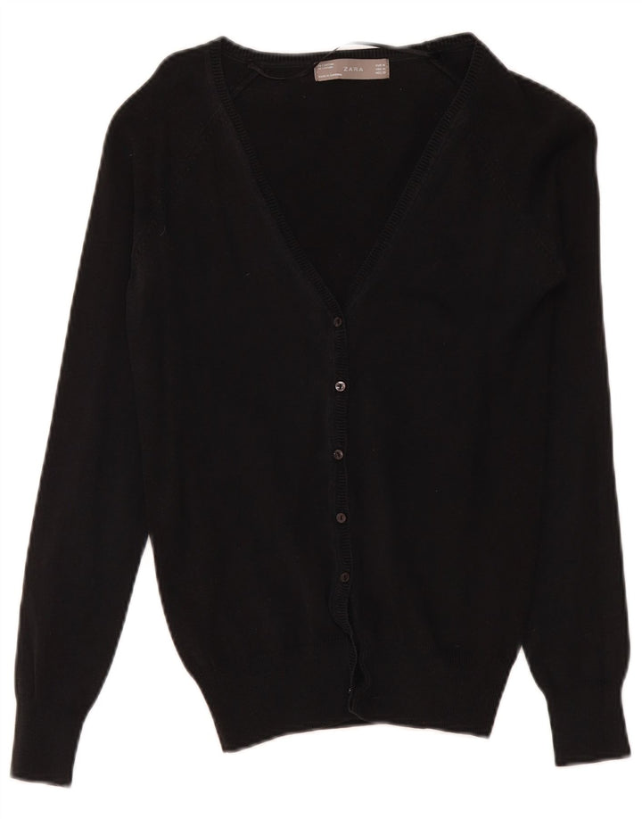 Maglione cardigan da donna Zara UK 12 cotone nero medio