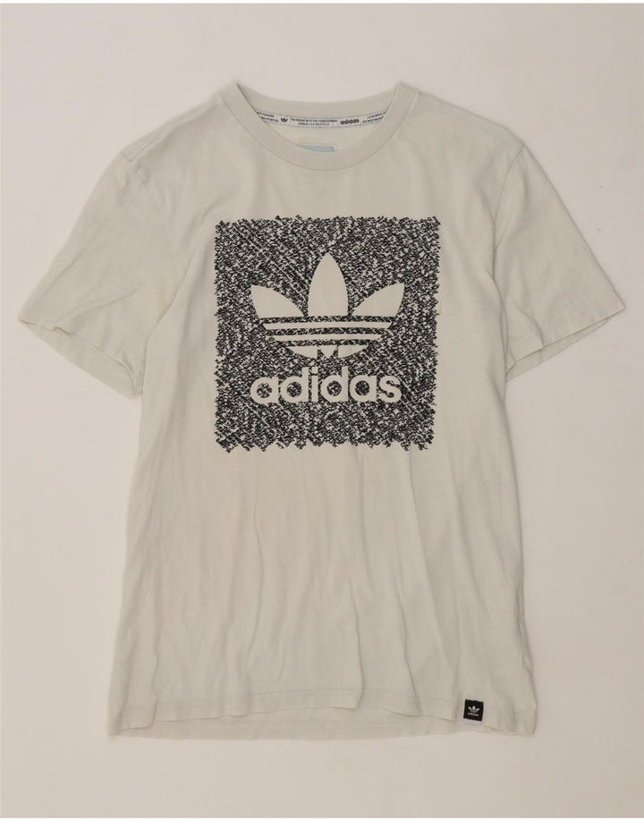 T-shirt grafica da uomo Adidas Top piccola in cotone bianco