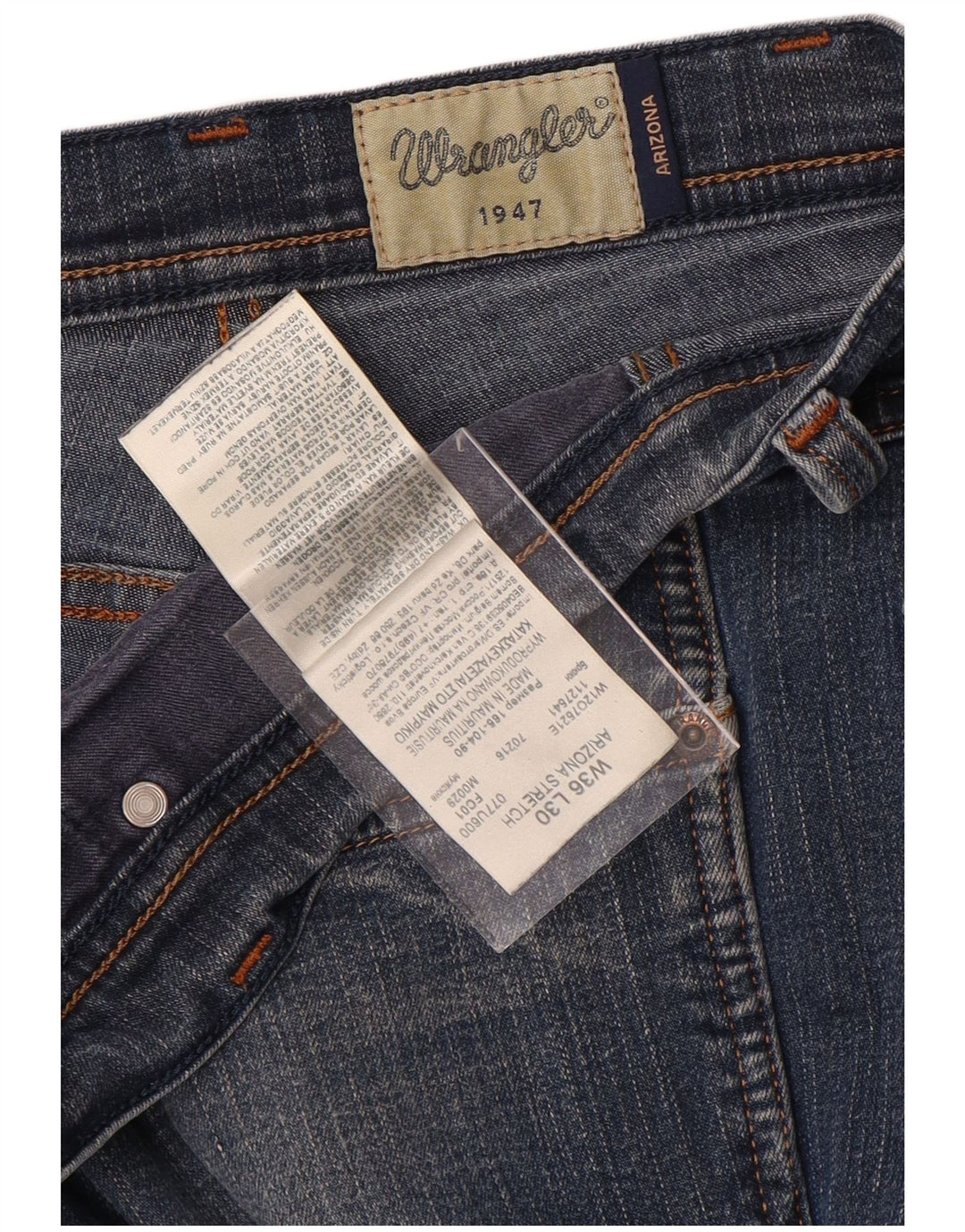 WRANGLER Jeans dritti elasticizzati Arizona da uomo W36 L30 cotone blu