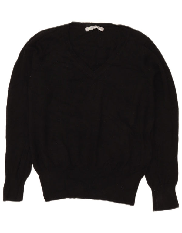 Maglione corto con scollo a V da donna Marks & Spencer UK 12 medio nero