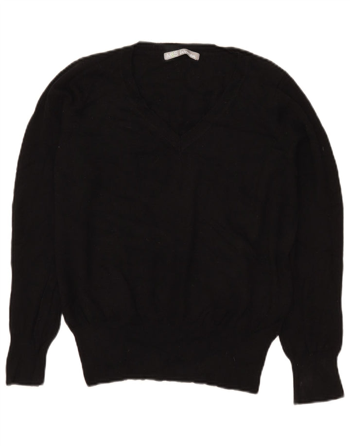 Maglione corto con scollo a V da donna Marks & Spencer UK 12 medio nero