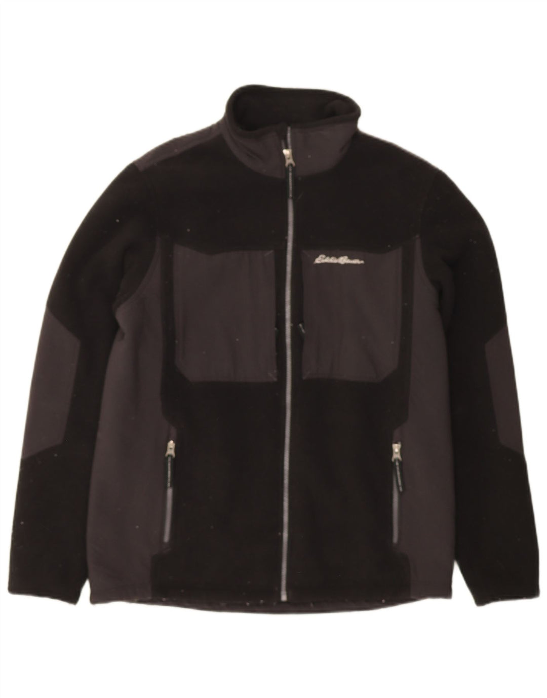 EDDIE BAUER Mens Fleece Jacket UK 38 Medium Black Colourblock Polyester
