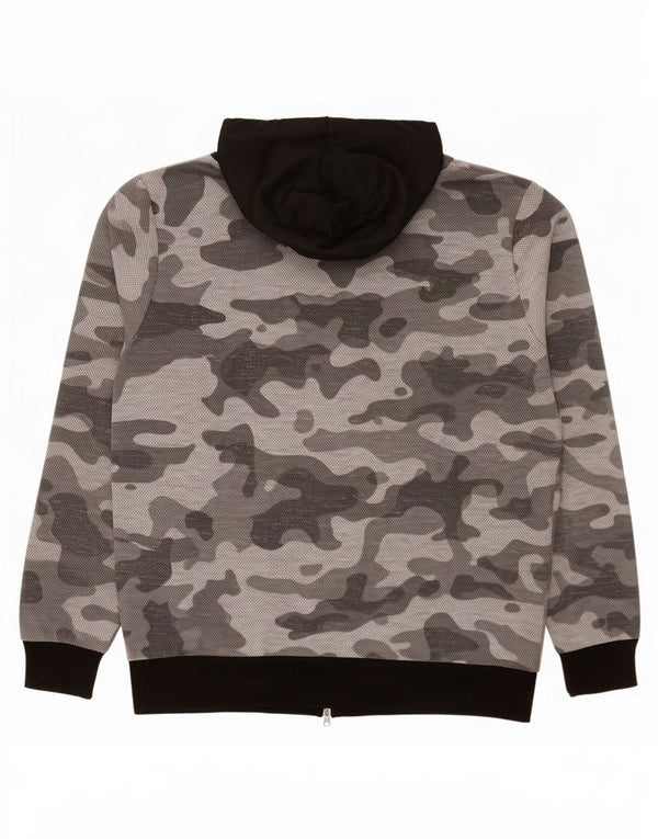 Felpa con cappuccio e zip Nike da uomo XL in cotone mimetico grigio