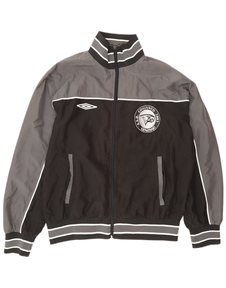 Giacca da ginnastica grafica da uomo Umbro grande in poliestere color block grigio