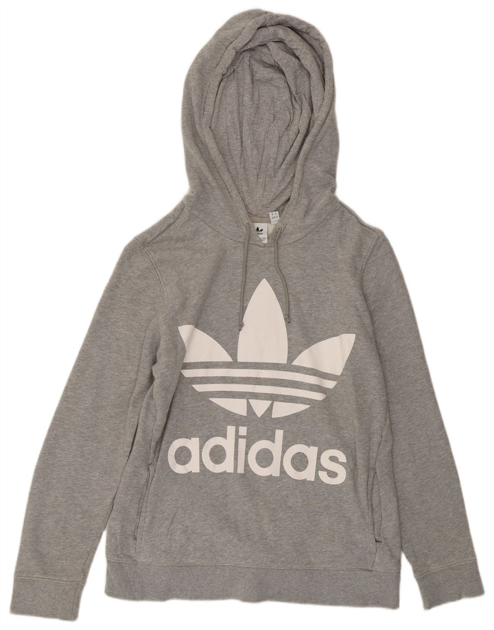 Maglione con cappuccio grafico oversize da donna ADIDAS UK 10 piccolo cotone grigio
