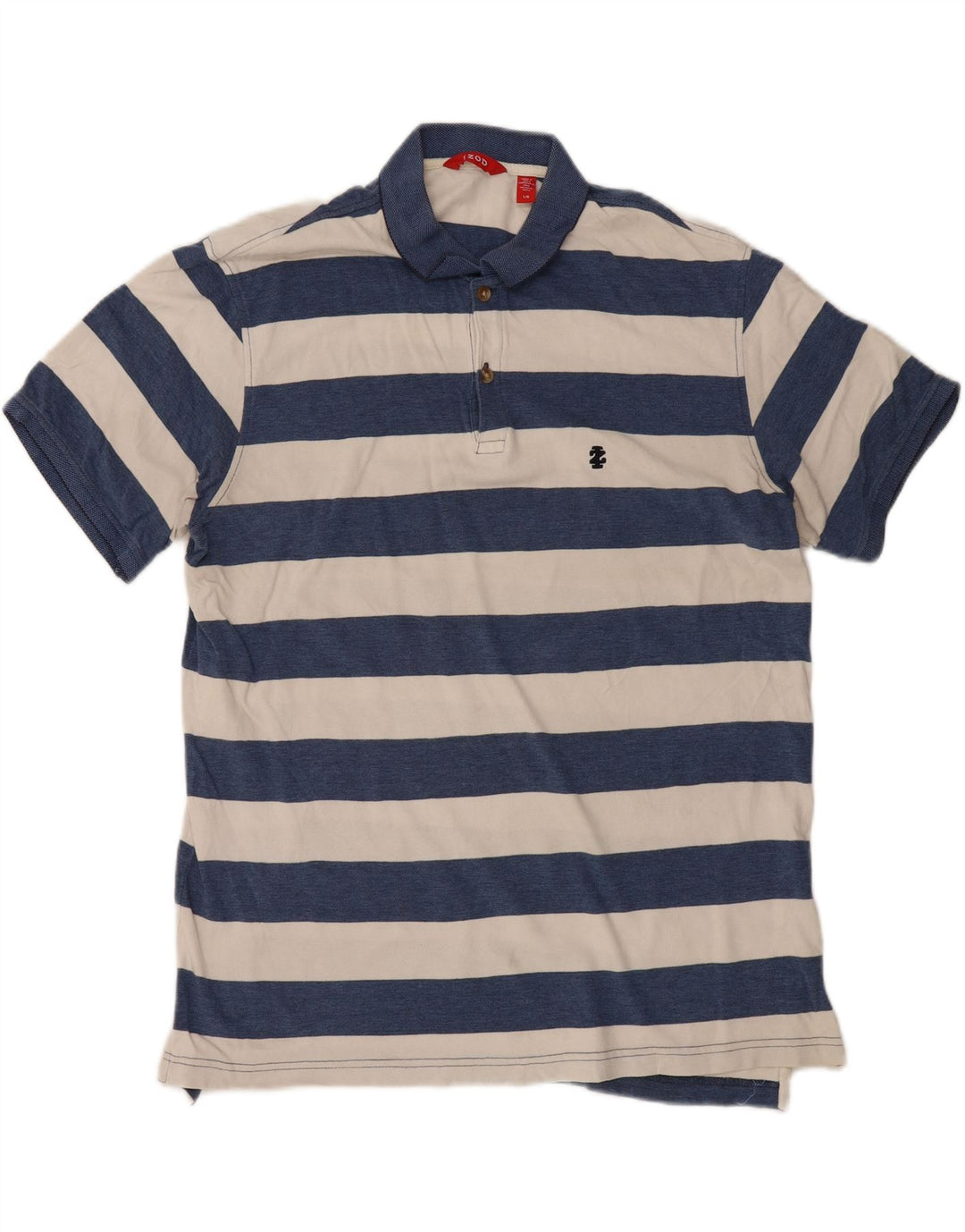IZOD Mens Polo Shirt Large Navy Blue Striped Cotton Vintage Izod and Second-Hand Izod from Messina Hembry 