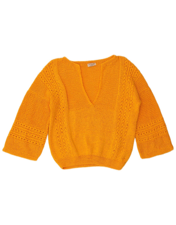 Maglione da donna con scollo a V e maniche a 3/4 corto Il Telaio UK 14 Large Arancione