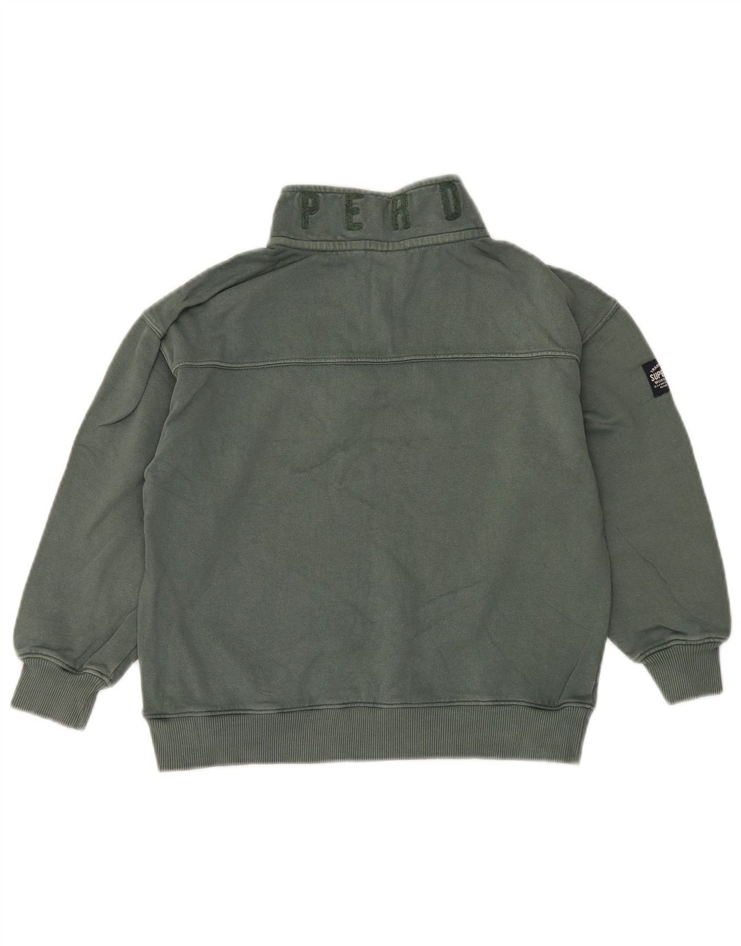 Felpa con collo con zip grafica per ragazzi SUPERDRY 7-8 anni in cotone verde