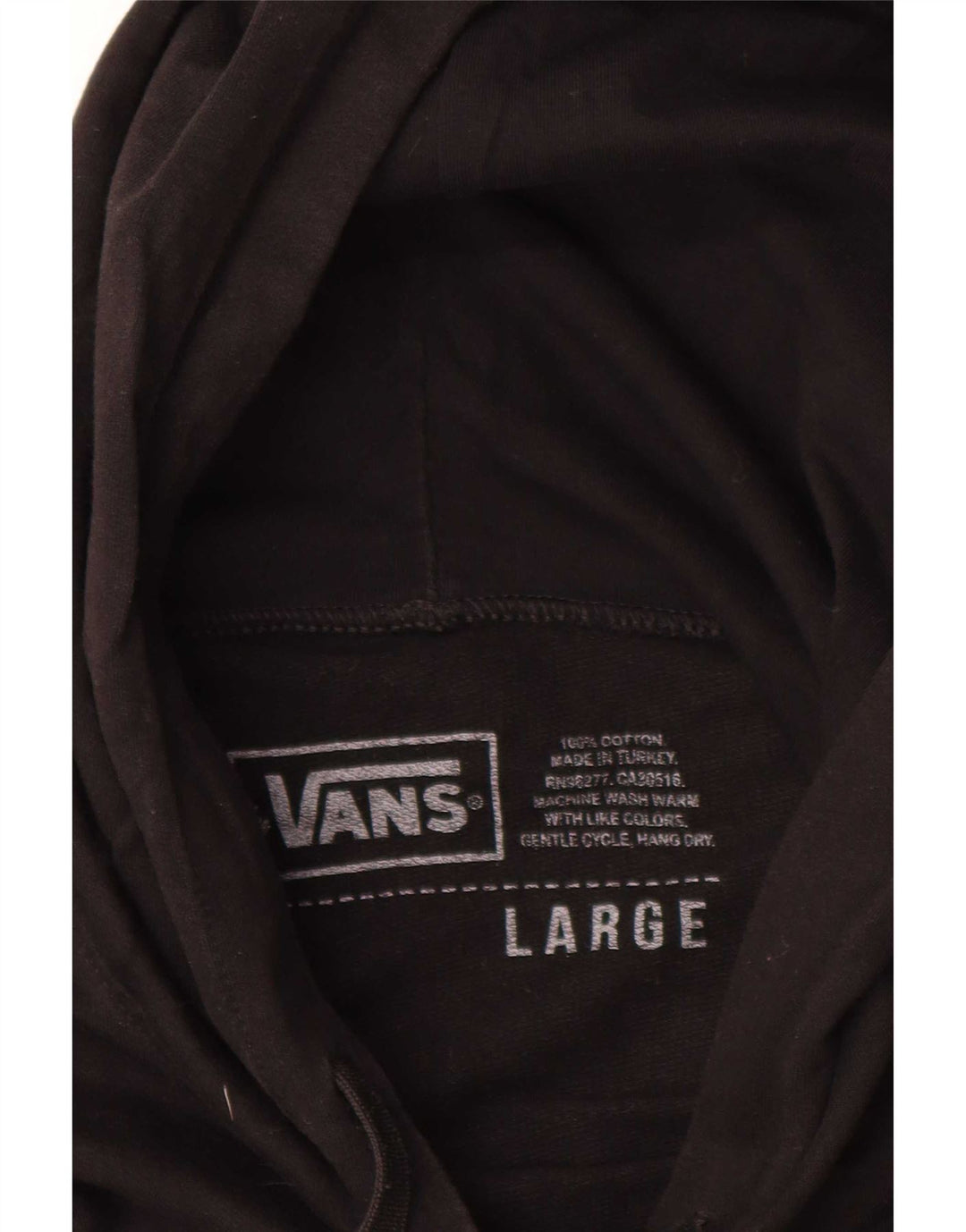 Felpa con cappuccio grafica da uomo Vans grande in cotone nero