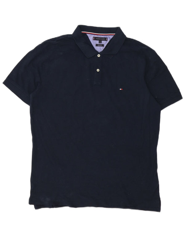 Polo da uomo con vestibilità regolare grafica Tommy Hilfiger XL in cotone blu navy