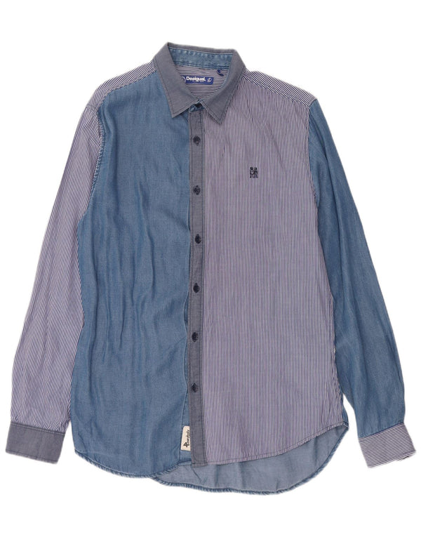 Camicia Desigual Uomo Large Blu Patchwork Lyocell