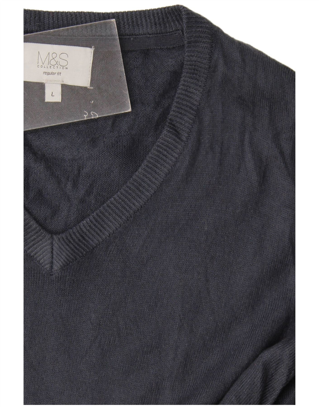 Maglione da uomo Marks & Spencer vestibilità regolare con scollo a V grande blu navy