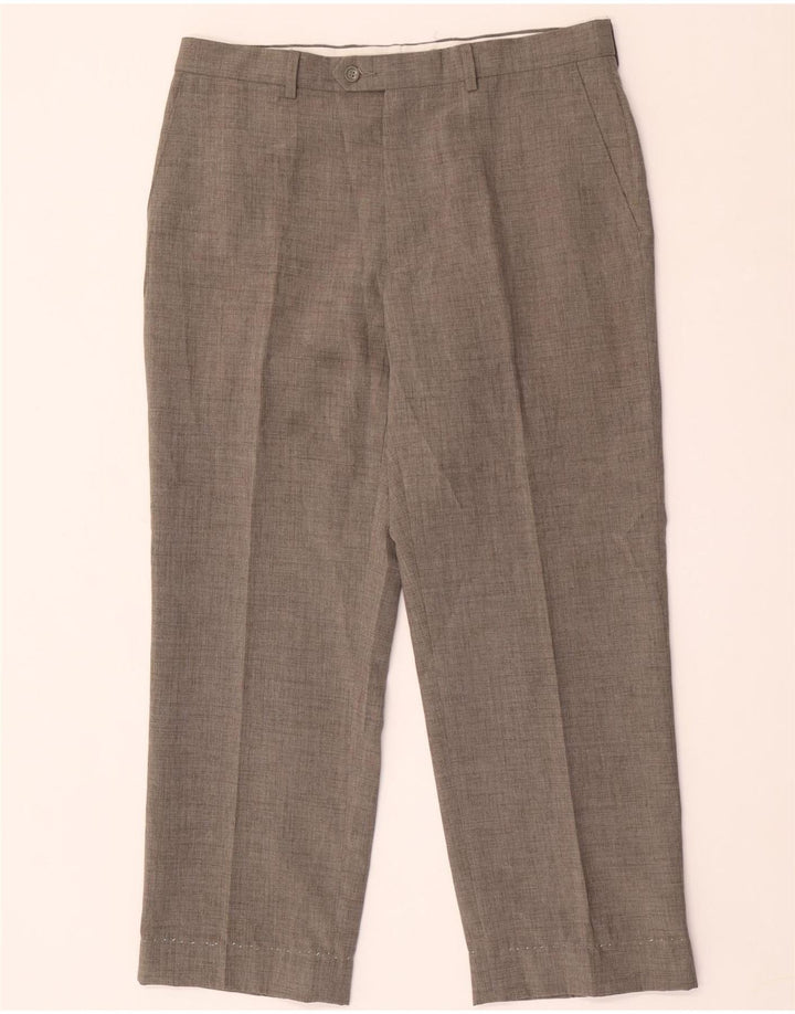 Pantaloni da abito dritti da uomo Marks & Spencer W34 L27 poliestere grigio