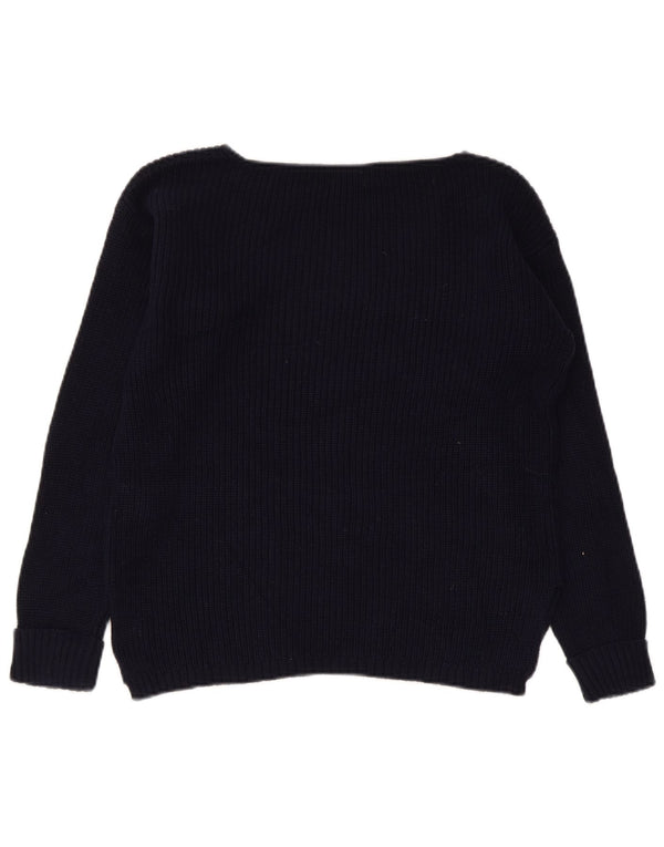 Maglione maglione con scollo a barca da donna Marks & Spencer UK 10 piccolo blu navy