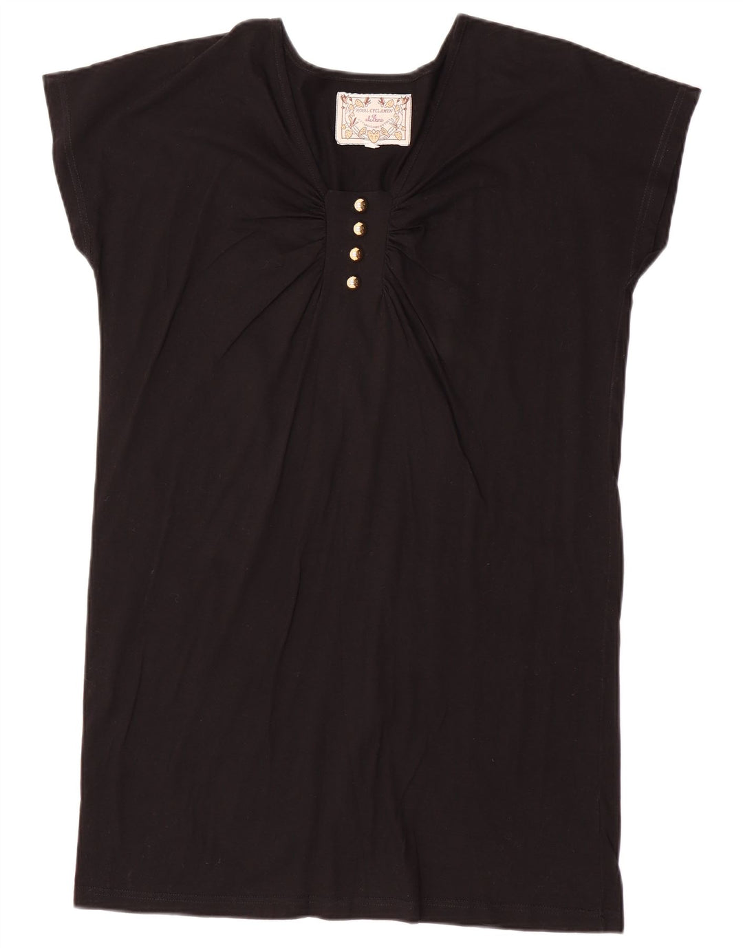 Abito tunica vintage da donna UK 14 cotone nero medio