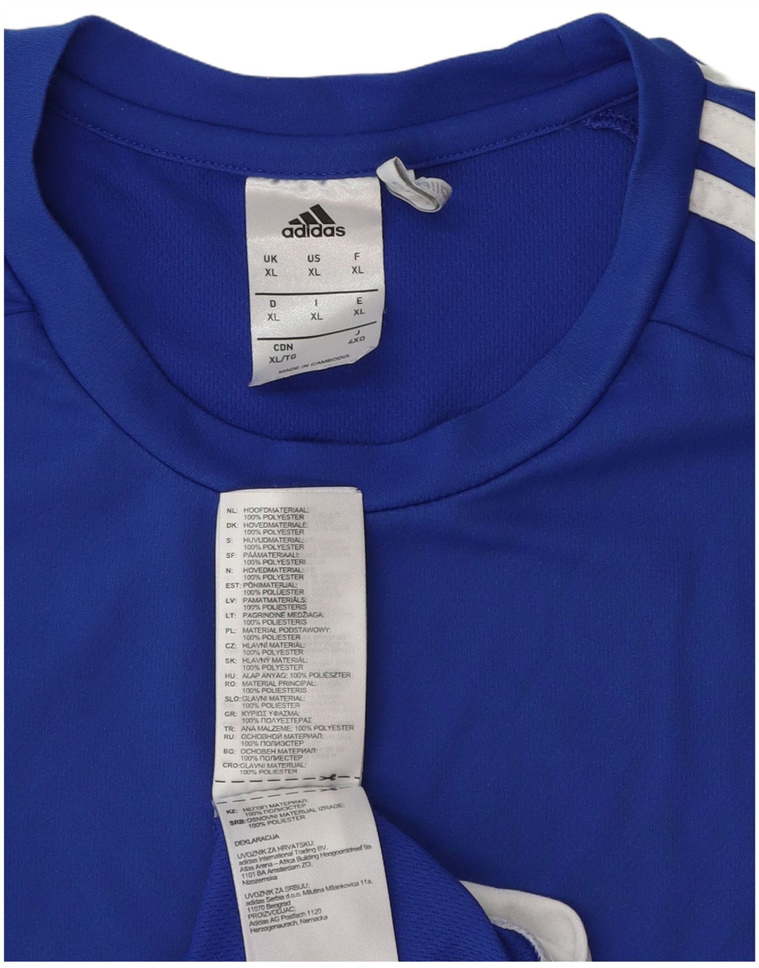Adidas Uomo Climalite T-shirt Top XL Blu Colourblock Poliestere