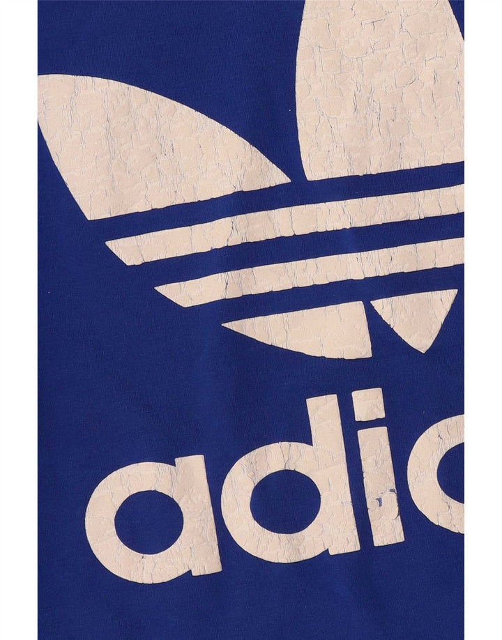 T-shirt grafica da uomo Adidas Top piccola in cotone blu