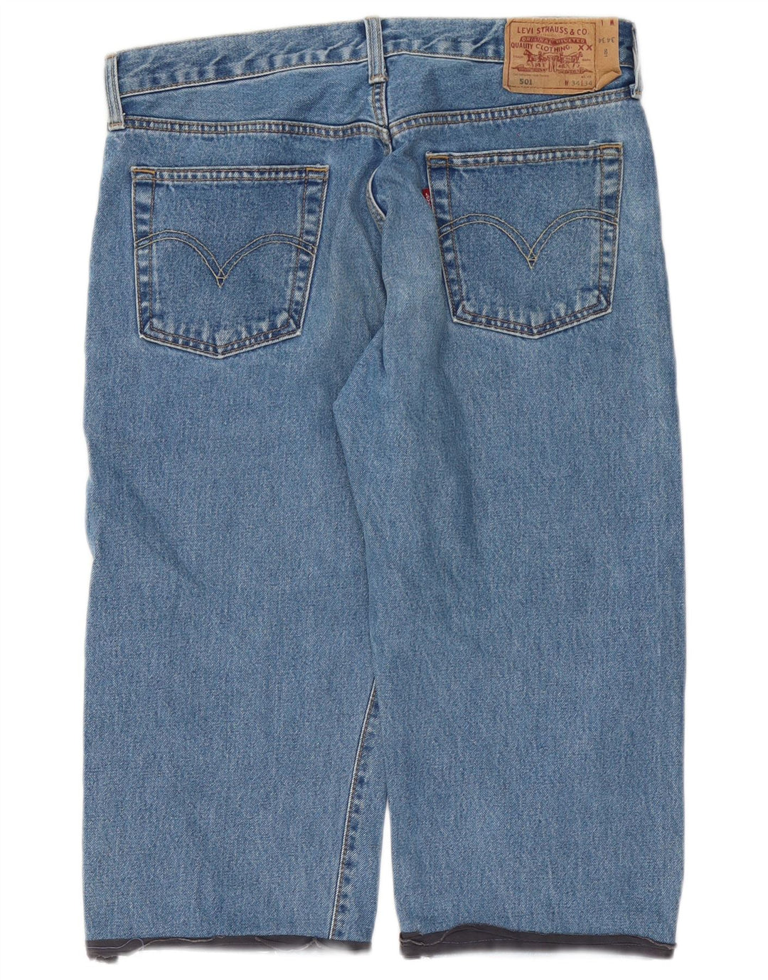 LEVI'S Uomo 501 Capri Jeans W34 L19 Blu Cotone