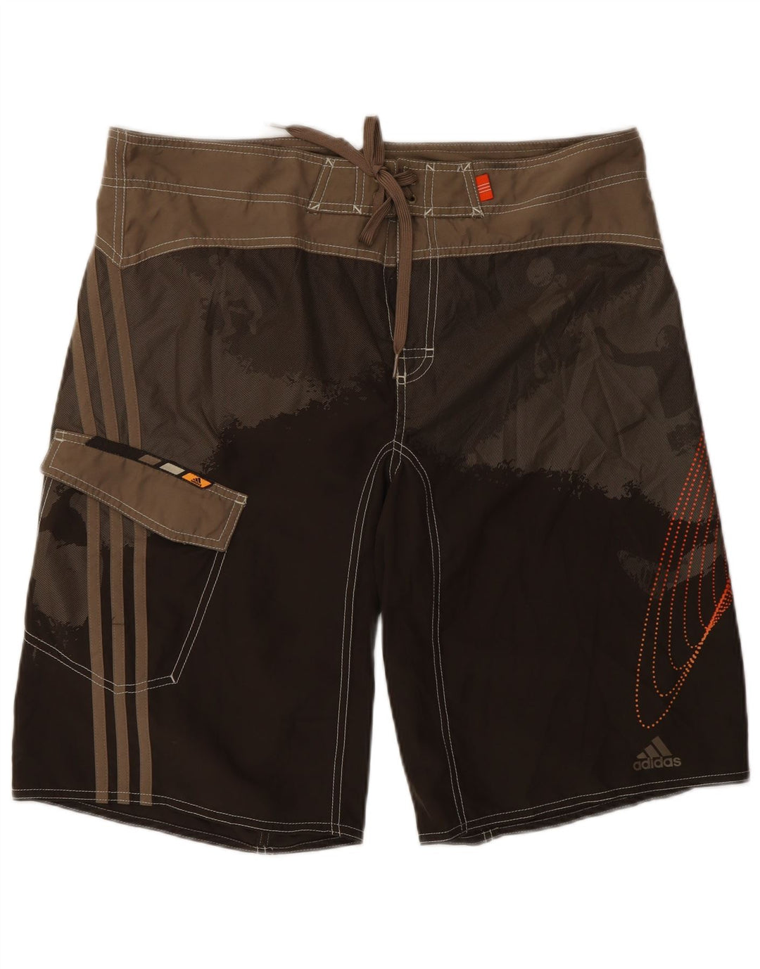 Pantaloncini da bagno grafici da uomo Adidas grandi in poliestere color block marrone