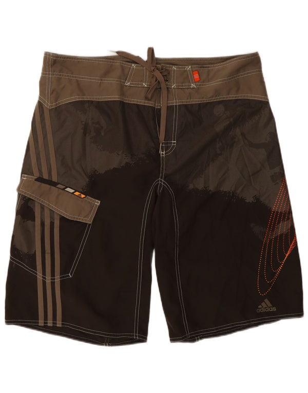 Pantaloncini da bagno grafici da uomo Adidas grandi in poliestere color block marrone