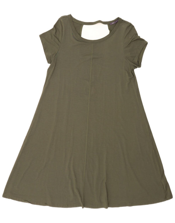 Marks & Spencer Womens A-Line Dress UK 16 Large Khaki Viscose