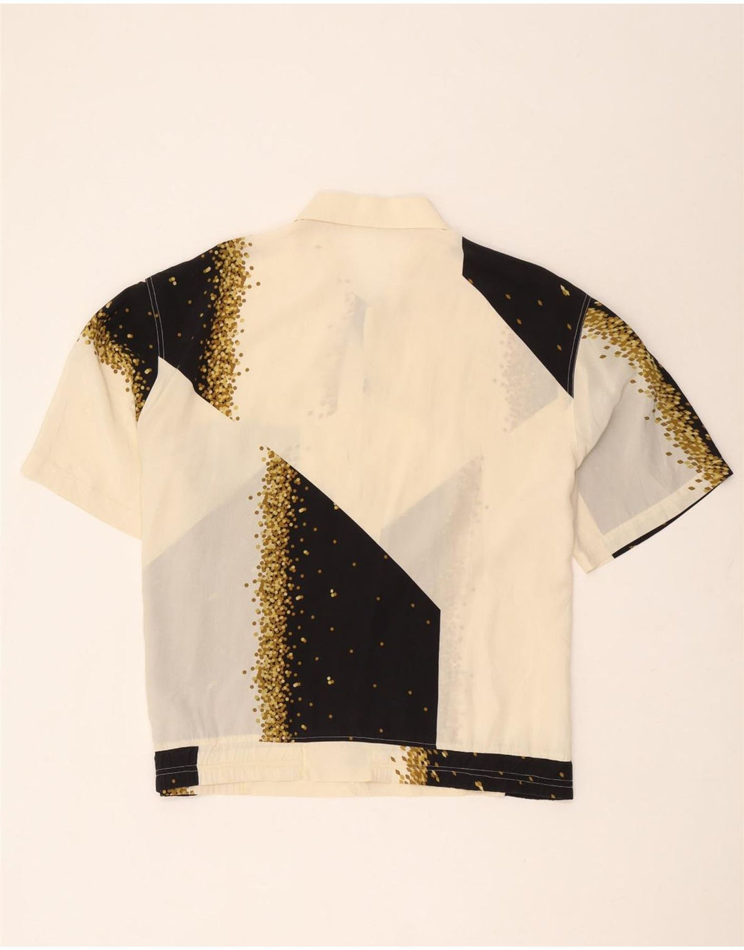 Camicia vintage da uomo a maniche corte grande bianco sporco geometrico