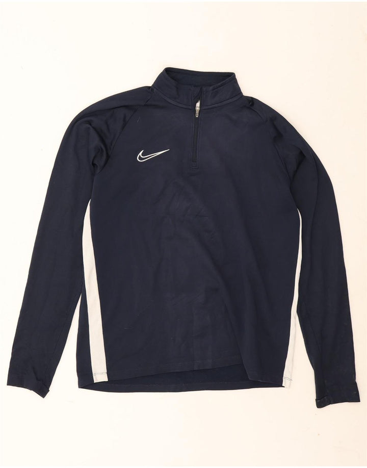 Top della tuta pullover Nike Dri Fit da uomo, color block medio blu navy