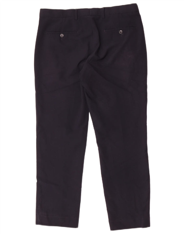 Pantaloni chino regolari da uomo Marks & Spencer W34 L29 poliestere blu navy