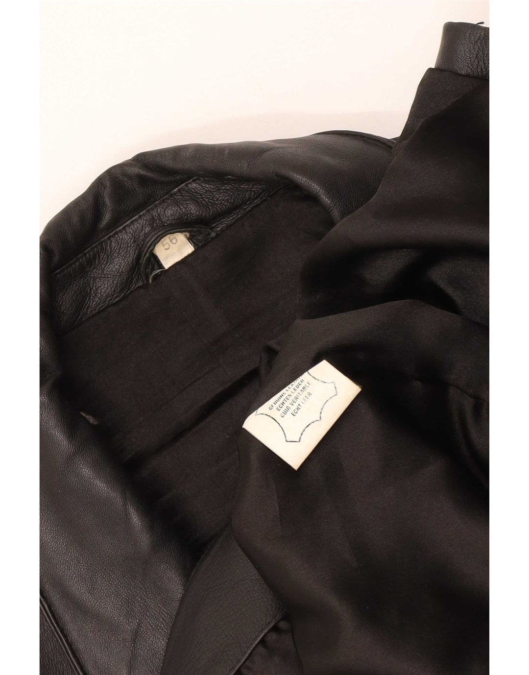 Giacca in pelle vintage da uomo EU 56 XL Nera
