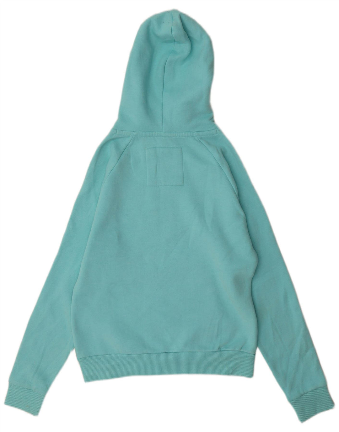 WEIRD FISH Maglione con cappuccio grafico da donna UK 10 Piccolo cotone turchese