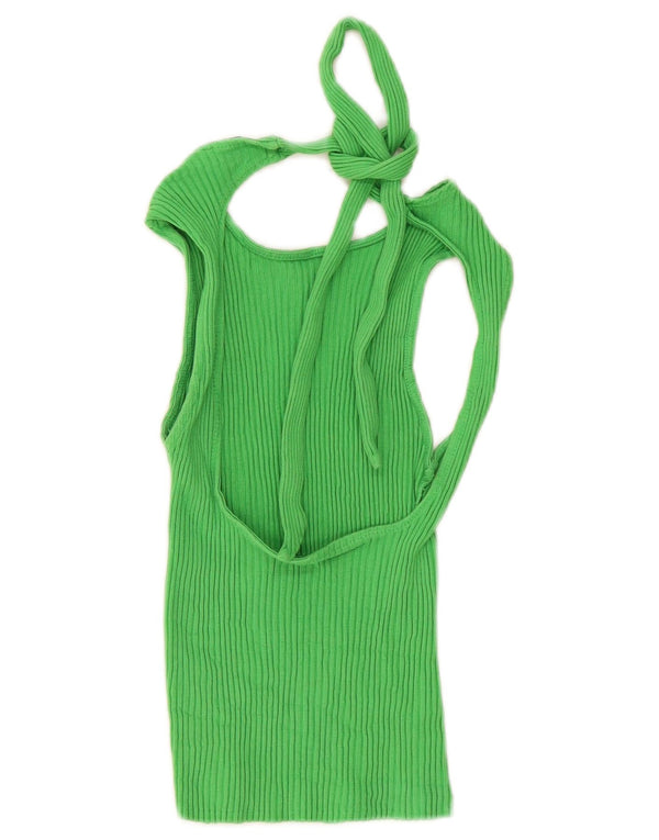 Top corto ritagliato da donna Zara UK 12 cotone verde medio