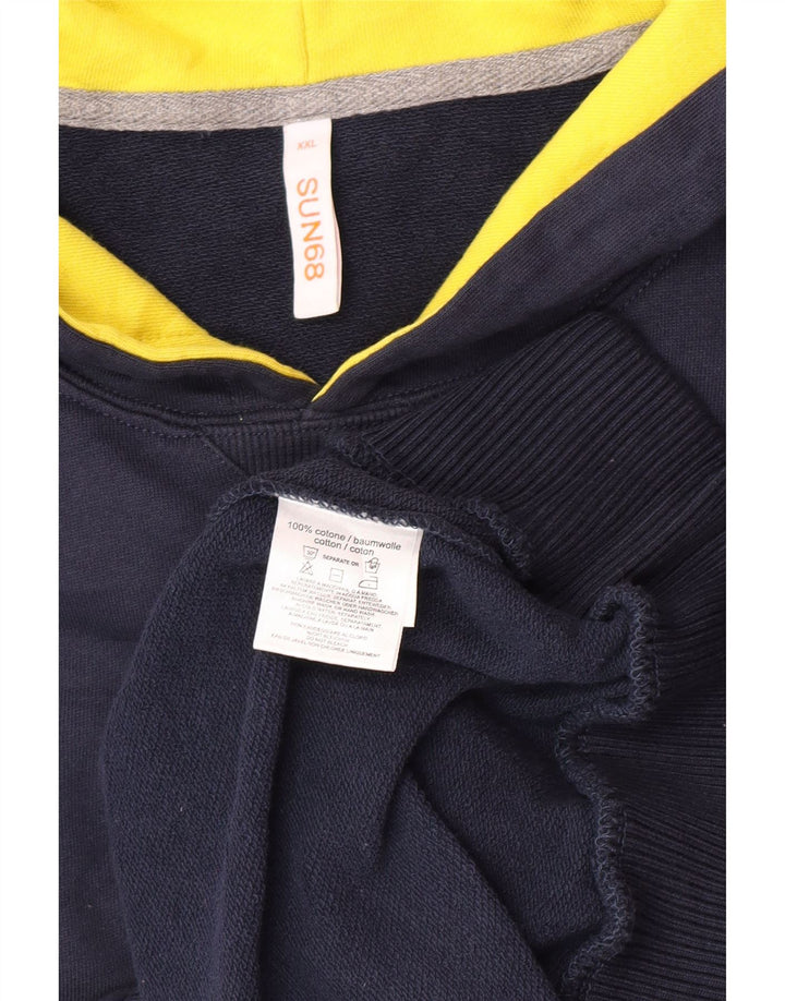 Maglione con cappuccio da uomo Sun68 2XL cotone blu navy