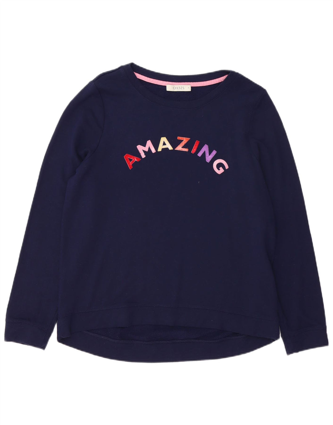 Felpa grafica da donna Oasis UK 14 viscosa media blu navy