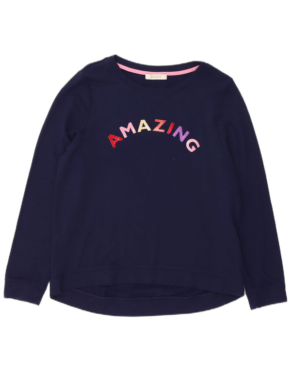 Felpa grafica da donna Oasis UK 14 viscosa media blu navy