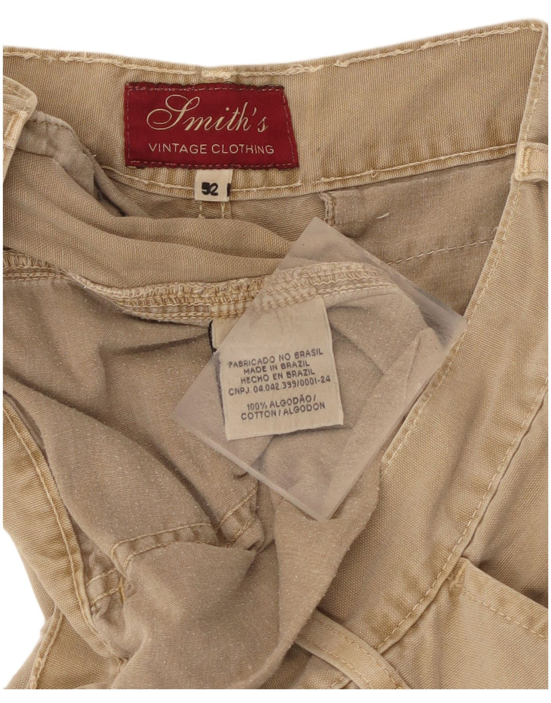 Pantaloncini cargo vintage da uomo IT 52 XL W36 in cotone beige
