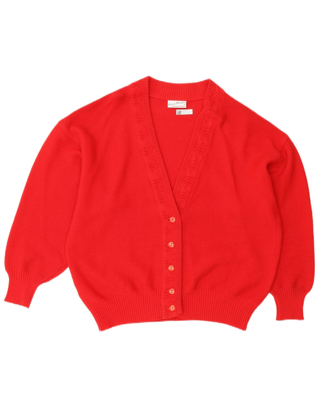 Maglione cardigan vintage da donna EU 44 XL lana rossa
