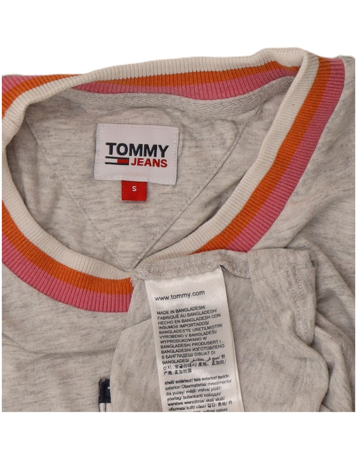 Top corto oversize da donna Tommy Hilfiger manica lunga UK 10 piccolo grigio