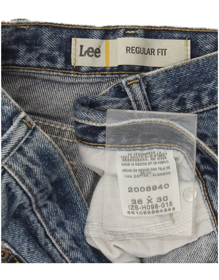 Jeans dritti invecchiati da uomo LEE W36 L30 in cotone blu
