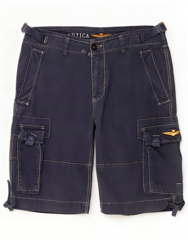 Aeronautica Militare Mens Cargo Shorts IT 48 Medium W34 Navy Blue Cotton