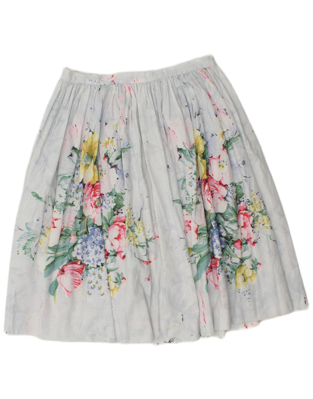 Gonna a trapezio pieghettata da donna vintage W30 floreale bianco medio
