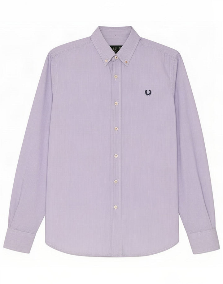 Camicia da uomo Fred Perry piccola blu gessato in cotone