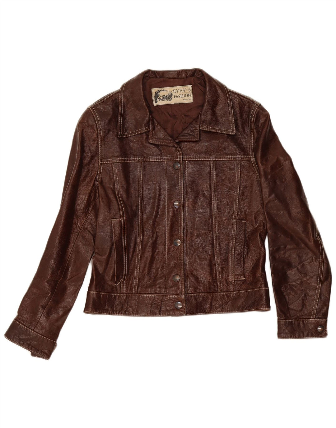 Giacca in pelle corta da donna Eyes's Fashion IT 42 Marrone medio