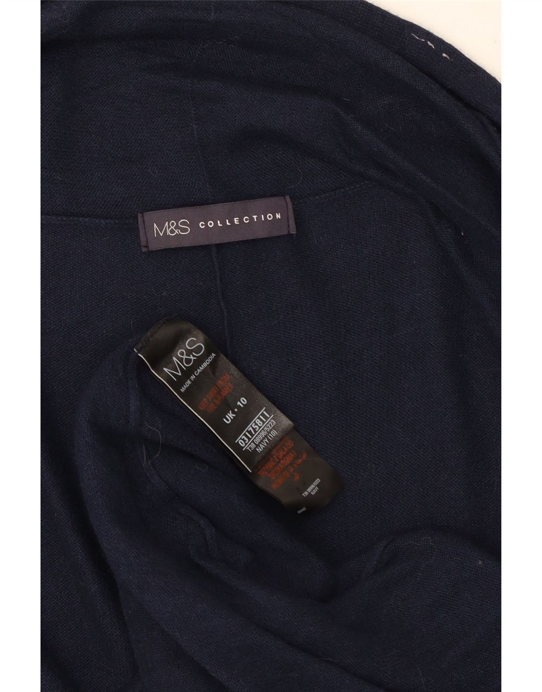 Maglione cardigan aperto lungo da donna Marks & Spencer UK 10 piccolo blu navy