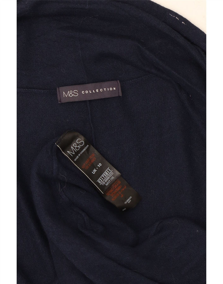 Maglione cardigan aperto lungo da donna Marks & Spencer UK 10 piccolo blu navy