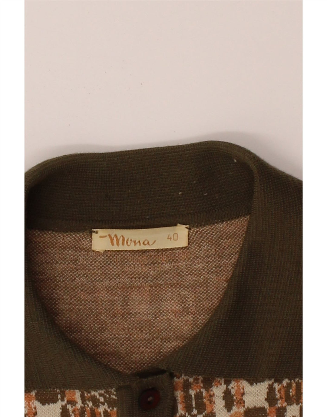 MONA Womens Abstract Pattern Long Sleeve Jumper Dress EU 40 Medium Brown Vintage Mona and Second-Hand Mona from Messina Hembry 