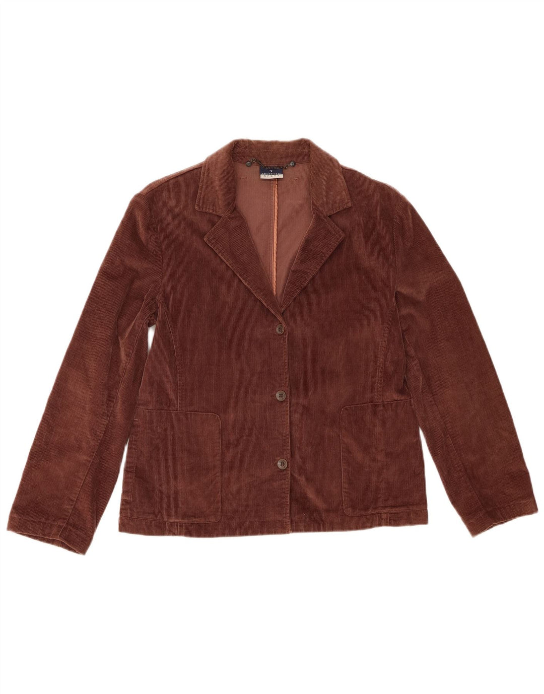Giacca Blazer 3 Bottoni Donna Trussardi in Velluto a Coste IT 46 Large in Cotone Marrone