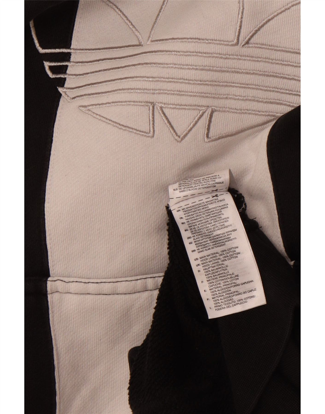 Maglione con cappuccio grafico da uomo ADIDAS grande in cotone color block nero