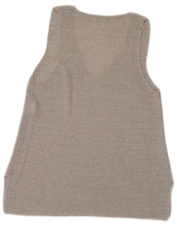 Canotta da donna Benetton UK 14 grande cotone grigio