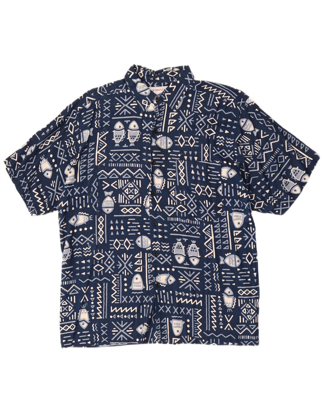 Camicia a maniche corte da uomo Forester Large in rayon blu navy